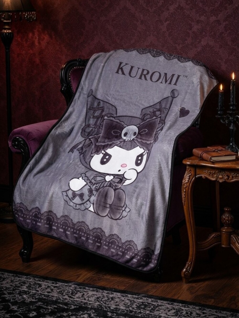 A Kuromi Lolita Throw Blanket